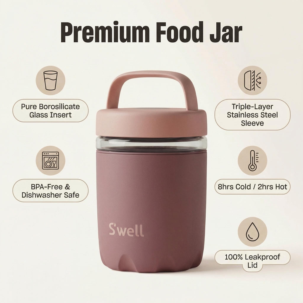 Glass 16oz Food Container | Glass+ Stainless Steel