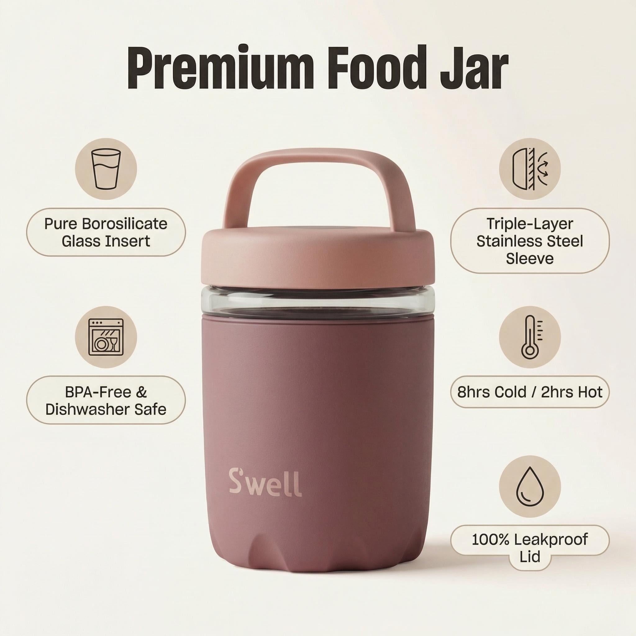 Glass 16oz Food Container | Glass + Stainless Steel