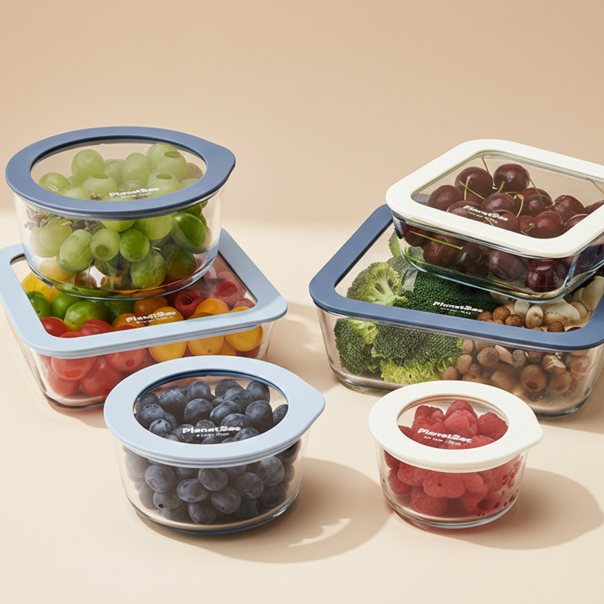 Glass Food Storage Set | Square 2/4/6 Cup