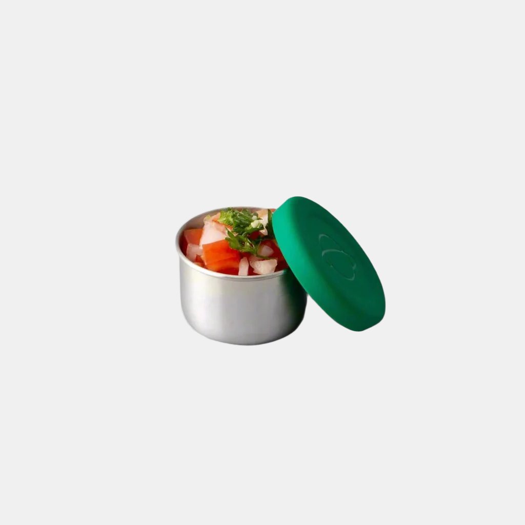 Little Dipper container with small portion of Pico De Gallo within.
