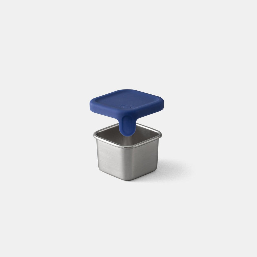 color::Navy | Little Square Dipper with Navy lid hovering above container. 