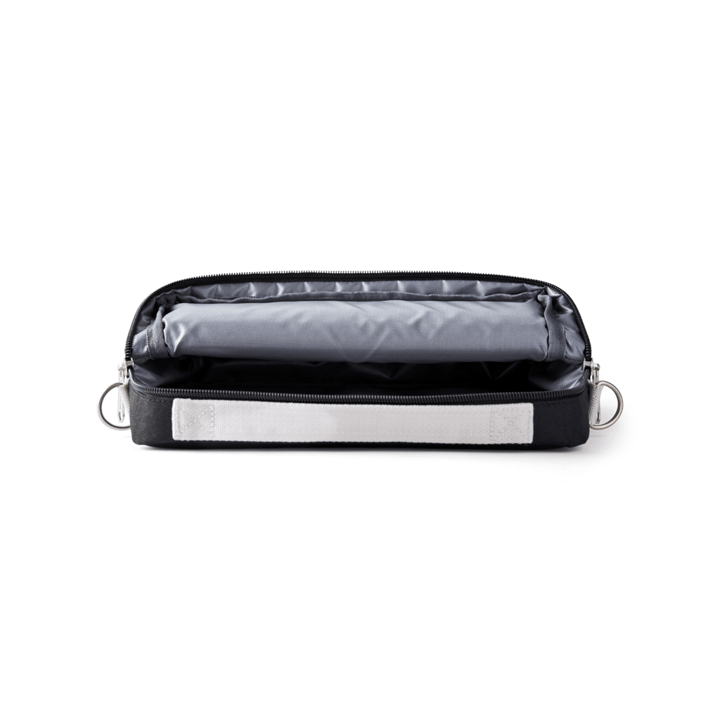 open view of black currant slim sleeve showing grey interior.