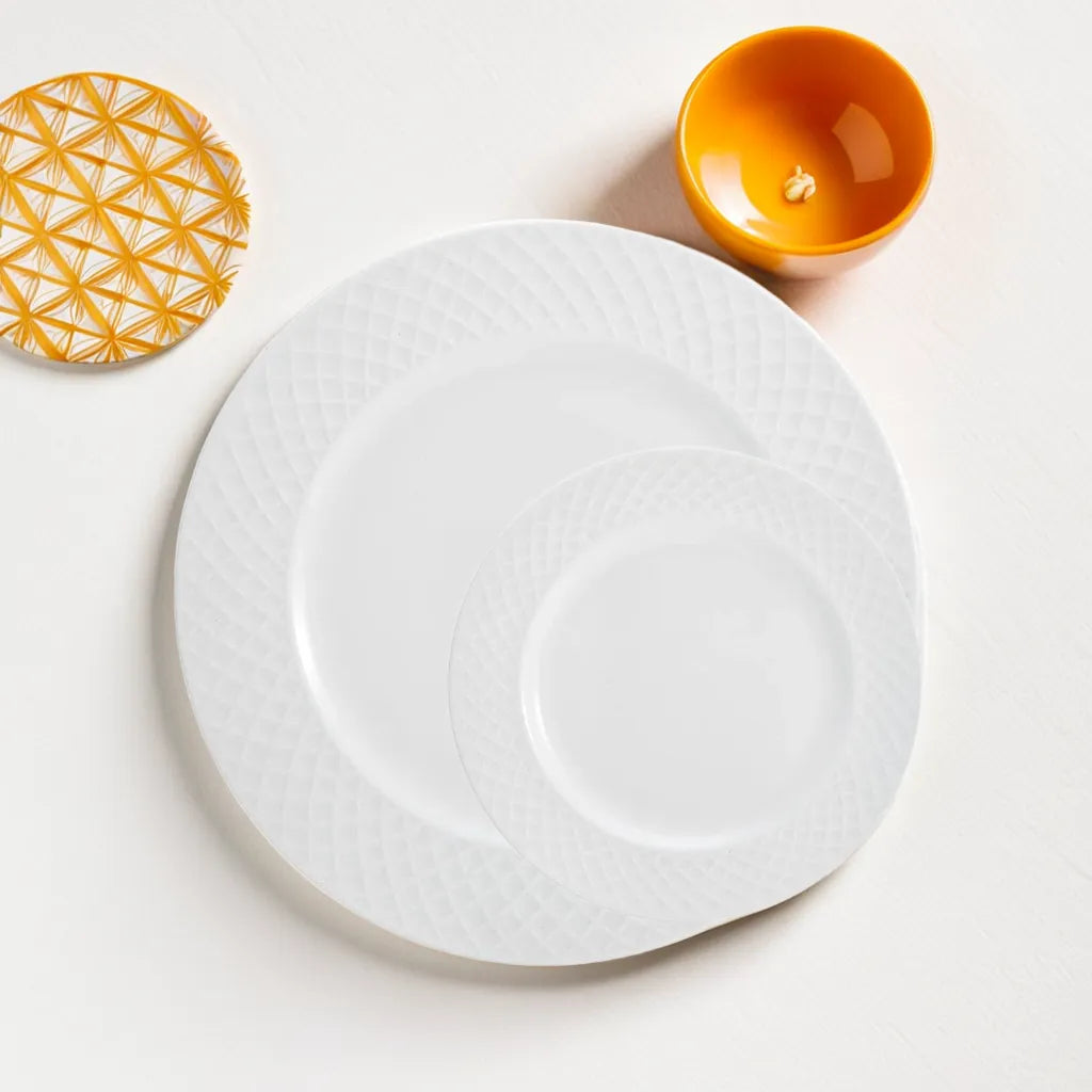 Trellis White 36 Piece Dinnerware Set, Service for 6